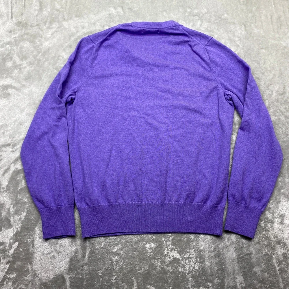 Banana Republic Luxury Blend V Neck Sweater Men's L Purple Silk Cotton Cashmere‎
